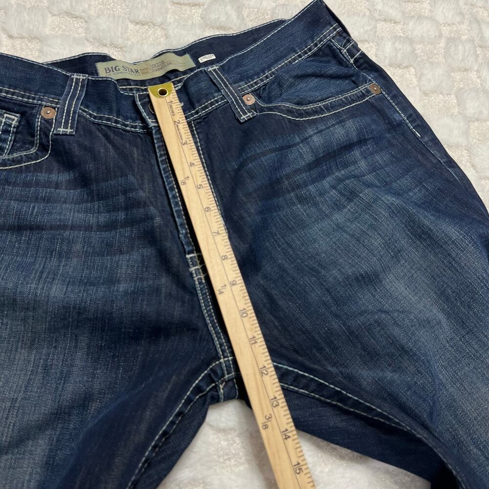 Big Star Union Straight Leg Jeans Mens 38x32 Dark Wash Contrast Stitch Denim - Picture 6 of 13